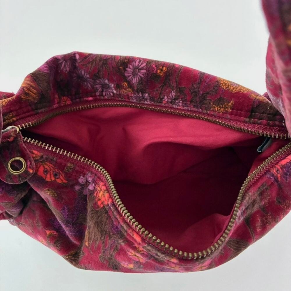 Vtg Y2K Gap Burgundy Floral Small Velvet Hobo Shoulder Bag - Boho - Whimsigoth - Picture 11 of 11